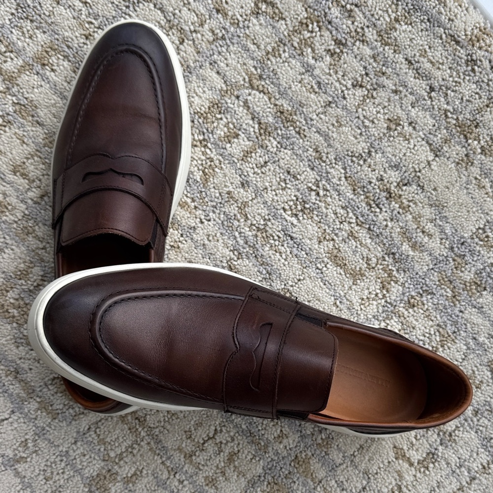 Allen Edmonds Dark Brown Leather Penny Loafers with White Soles